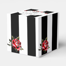 Zwart Wit en Rood Rose Bruiloft Favor Box Bedankdoosjes