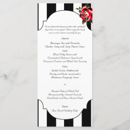 Zwart Wit en Rood Rose Bruiloft Menu