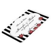 Zwart Wit en Rood Rose Bruiloft Save the Date Magneet (Linkerzijde)