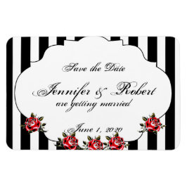 Zwart Wit en Rood Rose Bruiloft Save the Date Magneet