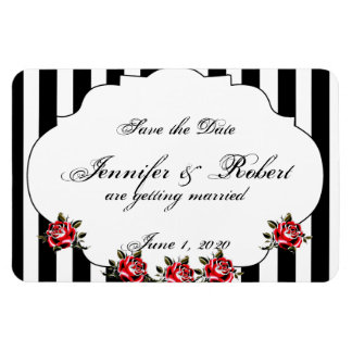 Zwart Wit en Rood Rose Bruiloft Save the Date Magneet