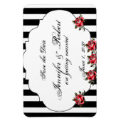 Zwart Wit en Rood Rose Bruiloft Save the Date Magneet (Verticaal)