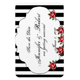 Zwart Wit en Rood Rose Bruiloft Save the Date Magneet