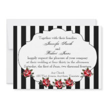 Zwart Wit en Rood Rose bruiloft uitnodiging