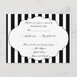 Zwart Wit en Rood Rose RSVP Briefkaart