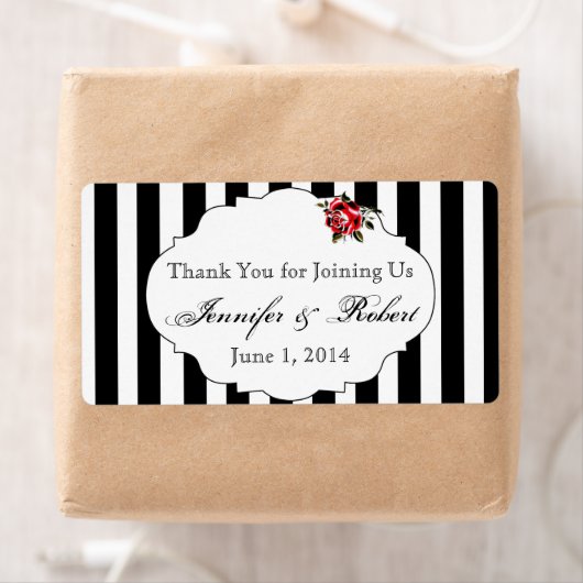 Zwart Wit en Rood Rose Water Flesje Label (Insitu)