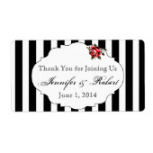 Zwart Wit en Rood Rose Water Flesje Label (Voorkant)