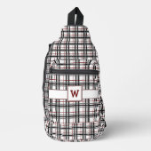 Zwart wit en rood ruitpatroon sling bag (Voorkant)