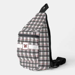 Zwart wit en rood ruitpatroon sling bag
