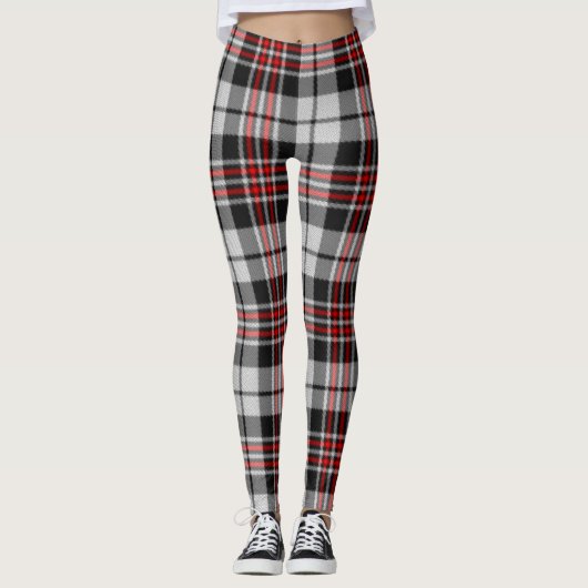 Zwart wit en rood speldenband leggings (Voorkant)