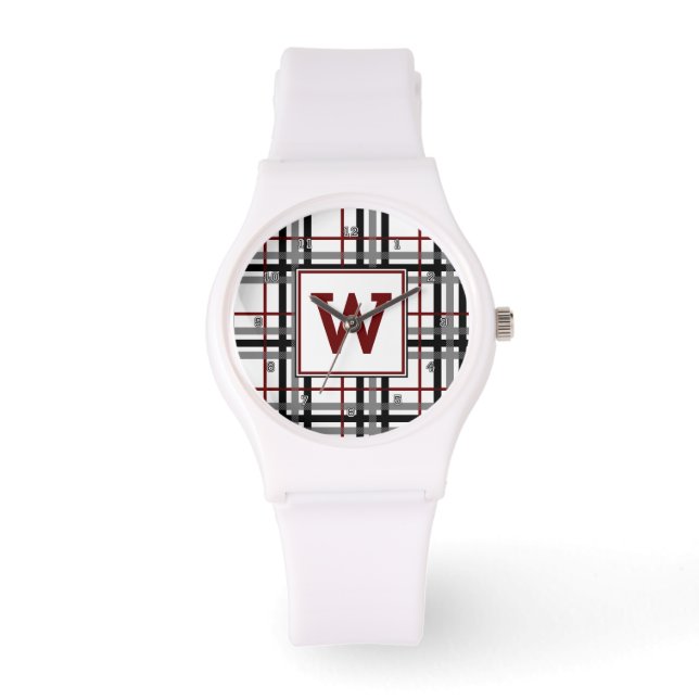 Zwart wit en rood speldenhorloge horloge (Voorkant)
