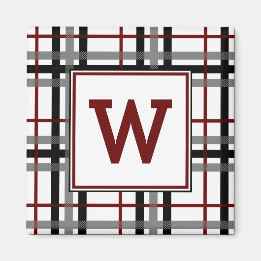 Zwart wit en rood speldennet magneet (Voorkant)