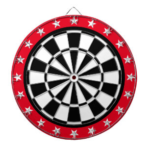 zwart, wit en rood sterren dartbord