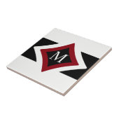 Zwart, wit en rood, stijlvol diamant monogram tegeltje (Zijkant)
