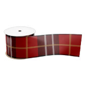 Zwart-wit en rood tartan geplakt satijn lint (Spoel)