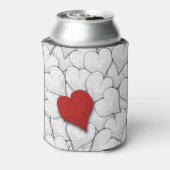 Zwart wit en rood uithangpatroon blikjeskoeler (Blikje Achterkant)