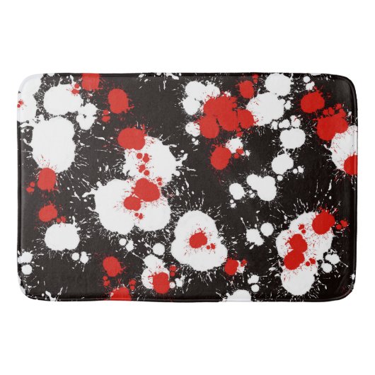 Zwart, wit en rood verf Splatter Badmat (Voorkant)