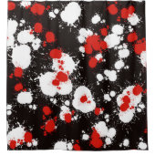 Zwart, wit en rood verf Splatter Douchegordijn (Voorkant)