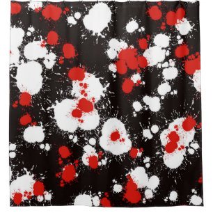 Zwart, wit en rood verf Splatter Douchegordijn