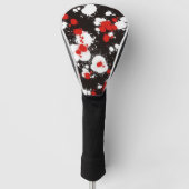 Zwart, wit en rood verf Splatter Golfheadcover (Voorkant)