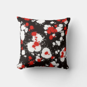 Zwart, wit en rood verf Splatter Kussen