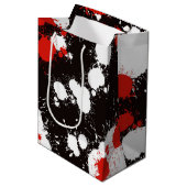 Zwart, wit en rood verf Splatter Medium Cadeauzakje (Voorkant Gekanteld)
