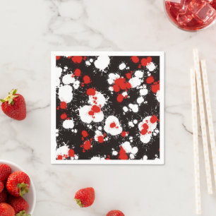 Zwart, wit en rood verf Splatter Servet