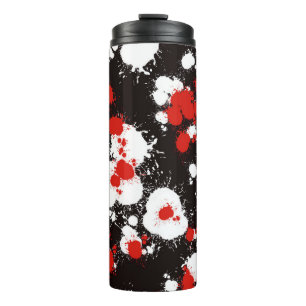 Zwart, wit en rood verf Splatter Thermosbeker