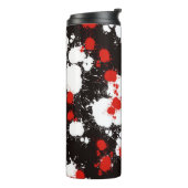 Zwart, wit en rood verf Splatter Thermosbeker (Gedraaid links)