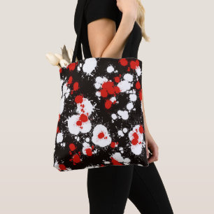Zwart, wit en rood verf Splatter Tote Bag