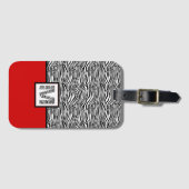 Zwart Wit en Rood 🦓 Zebra Monogram Bagagelabel (Voorkant (horizontaal))