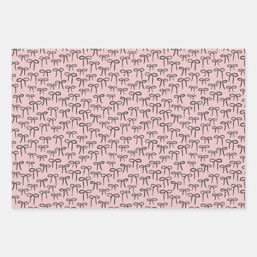 Zwart Wit en Roos Eenvoudige Bogen Patroon Inpakpapier Vel (Voorkant 3)