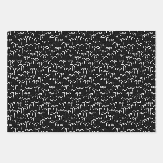 Zwart Wit en Roos Eenvoudige Bogen Patroon Inpakpapier Vel (Voorkant)