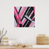 Zwart, wit en roze Abstracte wandkunst Poster (Keuken)