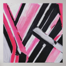 Zwart, wit en roze Abstracte wandkunst