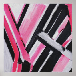 Zwart, wit en roze Abstracte wandkunst Poster