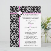 Zwart wit en roze bruiloft. kaart (Staand voorkant)