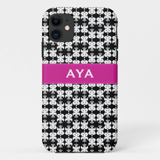 Zwart wit en roze Case-Mate iPhone case (Achterkant)