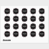 Zwart wit en Roze Cute Moderne Geometric Ronde Sticker (Vel)