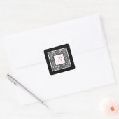 Zwart, Wit, en Roze Damast Monogram Sticker (Envelop)