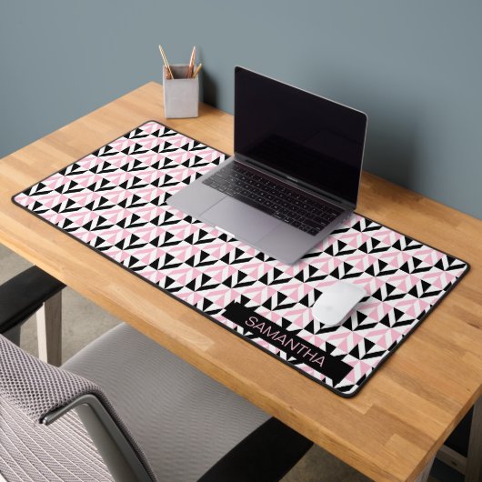 Zwart, wit en roze geometrisch patroon bureaumat (Kantoor 2)