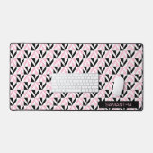 Zwart, wit en roze geometrisch patroon bureaumat (Keyboard & Muis)