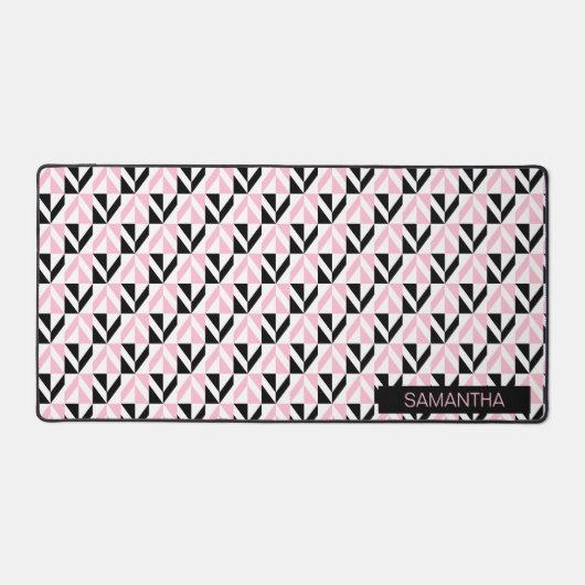 Zwart, wit en roze geometrisch patroon bureaumat (Voorkant)