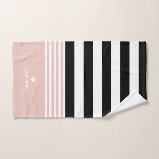 Zwart, wit en roze, gepersonaliseerd bad handdoek (Handdoek)