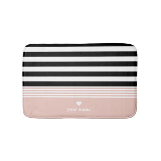 Zwart, wit en roze, gepersonaliseerd badmat