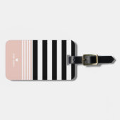 Zwart, wit en roze, gepersonaliseerd bagagelabel (Voorkant horizontaal)