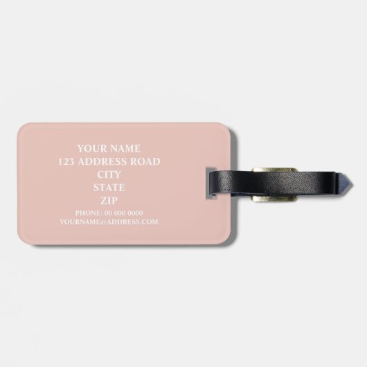 Zwart, wit en roze, gepersonaliseerd bagagelabel (Achterkant horizontaal)