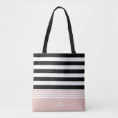 Zwart, wit en roze, gepersonaliseerd tote bag (Voorkant)