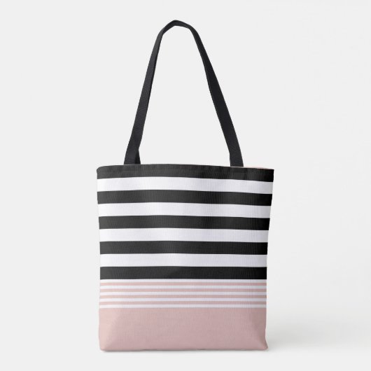 Zwart, wit en roze, gepersonaliseerd tote bag (Achterkant)