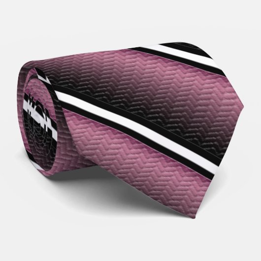Zwart Wit en Roze Gestreept Stropdas (Opgerold)